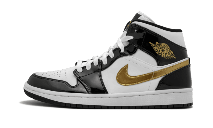 Air Jordan 1 Mid Patent Black White Gold - Addtocart®