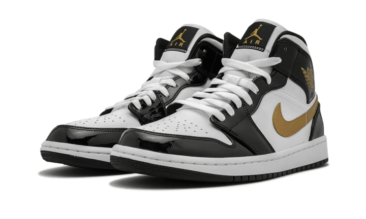 Air Jordan 1 Mid Patent Black White Gold - Addtocart®